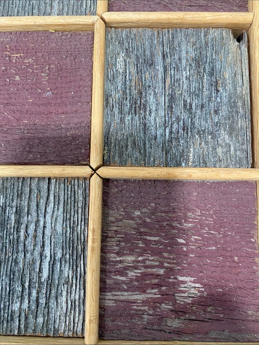 Rustic Red & Weathered Wood Checker Board for Playing Checkers or as Wall Decor